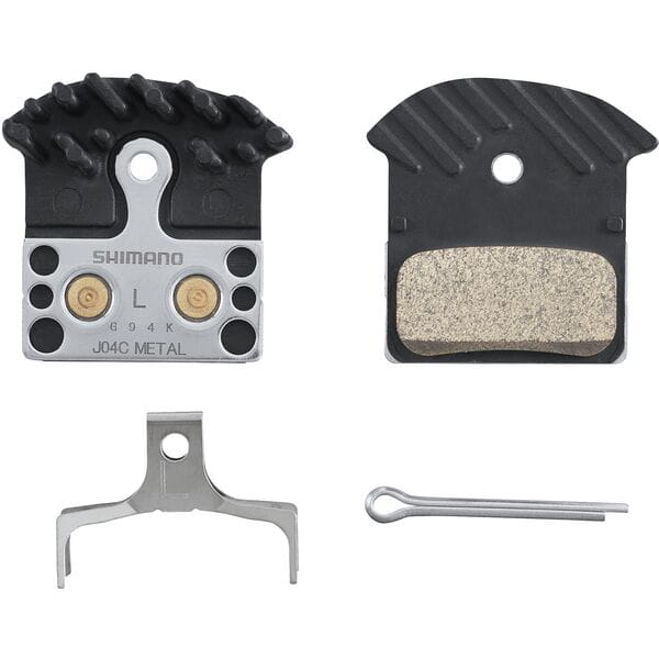 J04C disc brake pads and spring, cooling fins, alloy backed, sintered