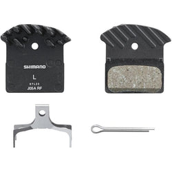 J05A-RF disc pads and spring, alloy back with cooling fins, resin