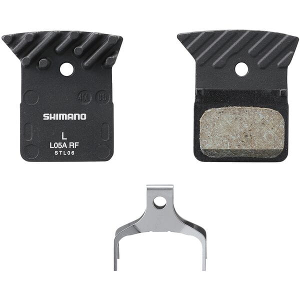 L05A-RF disc pads and spring, alloy back with cooling fins, resin