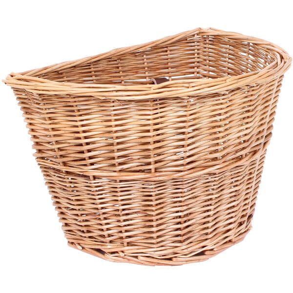 D Shaped wicker basket with leather straps