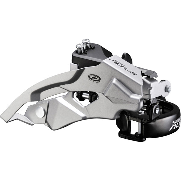 FD-M370 Altus 9-speed front derailleur, top swing, dual-pull