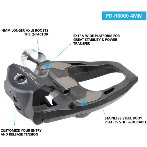 PD-R8000 Ultegra SPD-SL Road pedals, 4 mm longer axle, carbon, black